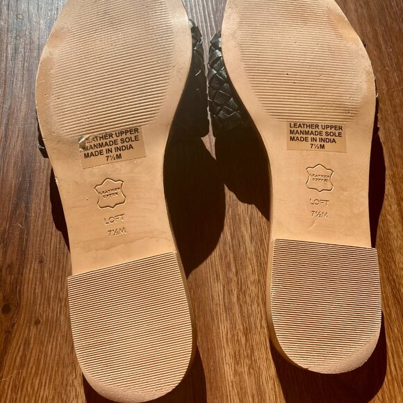Ann Taylor Loft Black Woven Leather Slides Sandals Size 7.5 - Picture 4 of 4